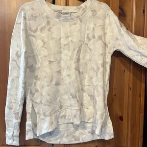 🤍 Athleta (Lululemon Crewneck Sweatshirt Floral Print White Pullover Athleisure